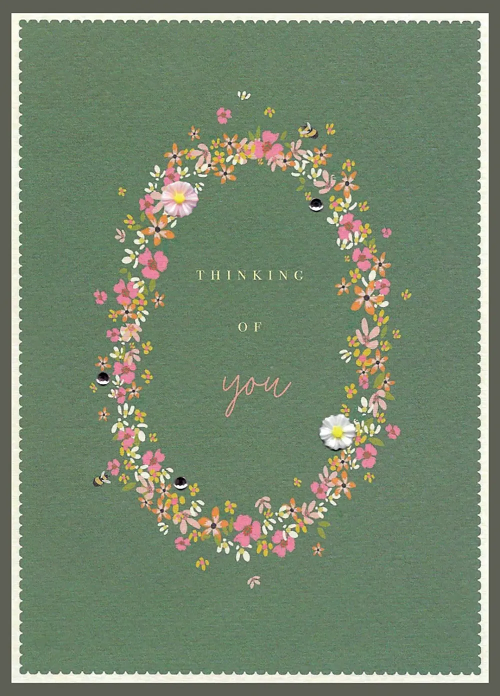 Cinnamon Aitch - Flower Wreath Thinking Of You Card #CMB88