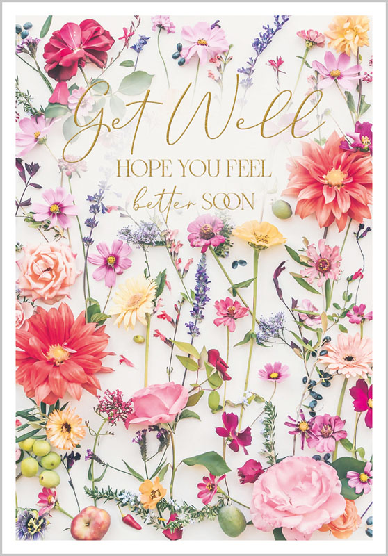 Abacus Cards - Get Well Pink Flowers Greeting Card #AB15100