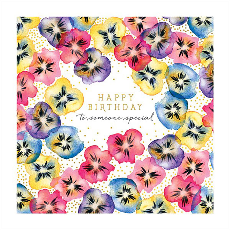 3D Pop Up Card For You Pansies Flowers Thank You Birthday Blank Greeting Cards