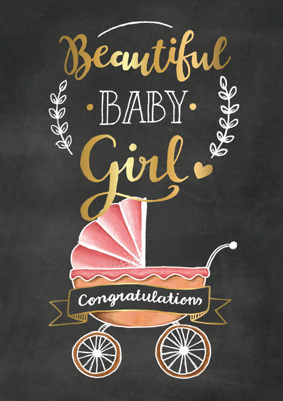 'congratulations' message Baby girl card blank inside