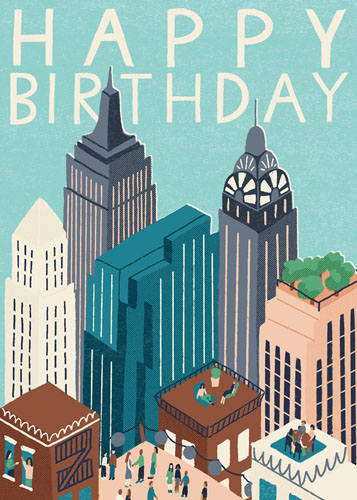 Laura Darrington Design - City Scene Birthday Card #HC22