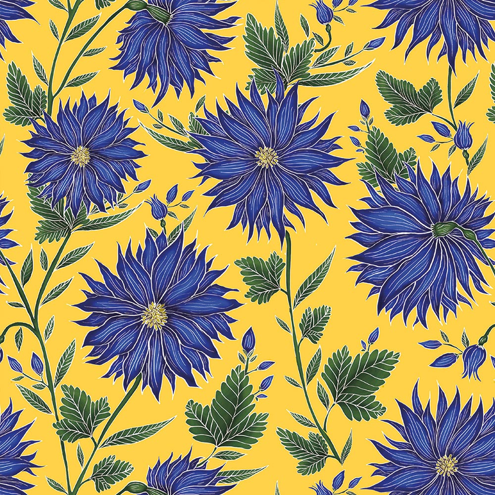 Museums & Galleries - Catherine Rowe Blue Flowers Sheet Gift wrap #MGW454603