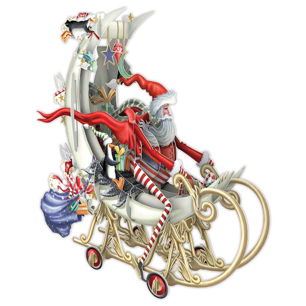 Paper D'Art - 3D Moon Sleigh Cart Christmas Card #X3D027