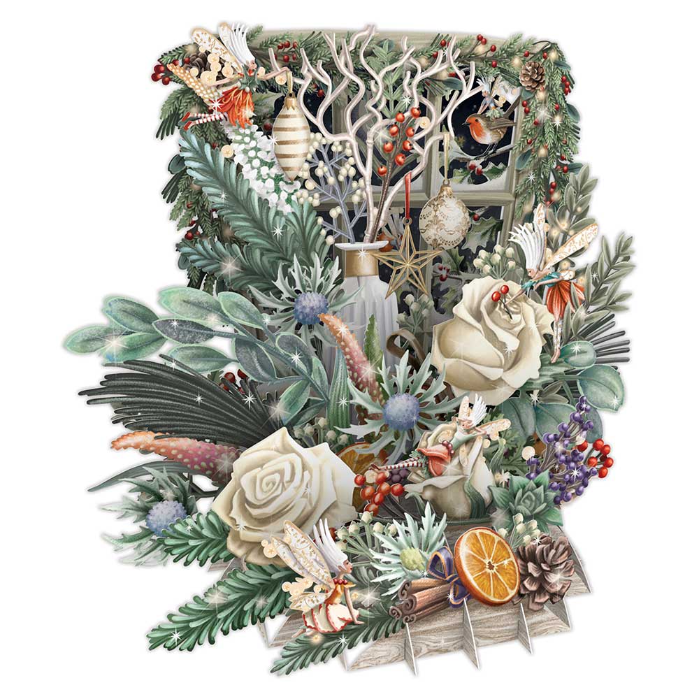 Paper D'Art - 3D Christmas Floral Christmas Card #XTW023