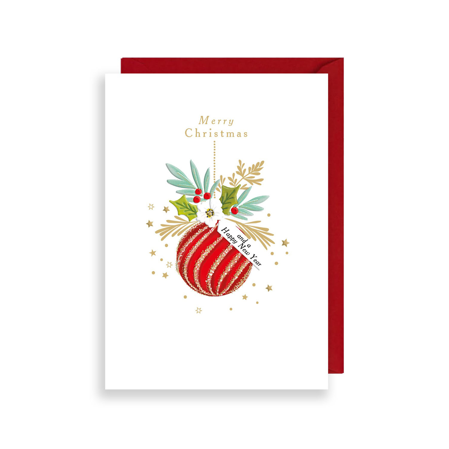 Rosanna Rossi - Red Christmas Ornament Greeting Card #NS013
