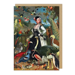 Woman Birds Blank Card 