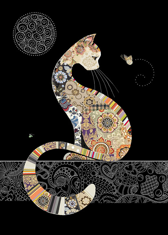 Bug Art - Decorative Cat Blank Card #BAM164