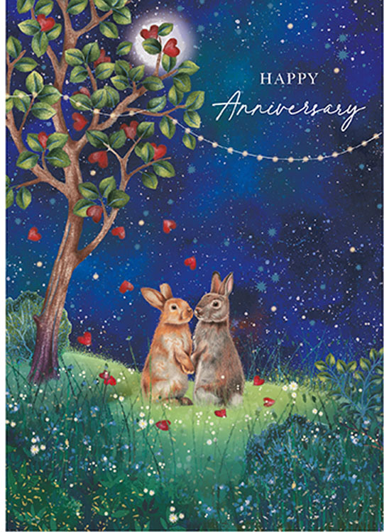 Ling Design - Rabbits Hearts Anniversary Card #LNQ0466