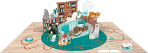3D Cats Blank Greeting Card 