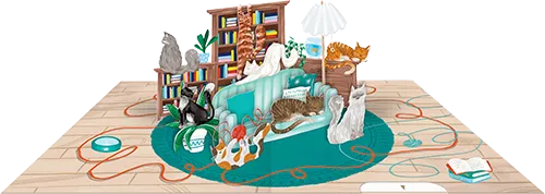 3D Cats Blank Greeting Card 