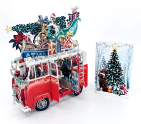 3D Christmas Bus 3D Greeting Card Christmas