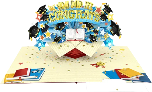 3D Graduation Caps Greeting Card 