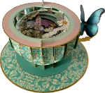 3D Teacup Butterfly Flowers Greeting Card 