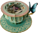 3D Teacup Butterfly Flowers Greeting Card - TEA032