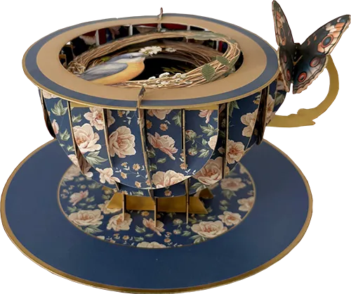 3D Teacup Butterfly Nest Greeting Card 