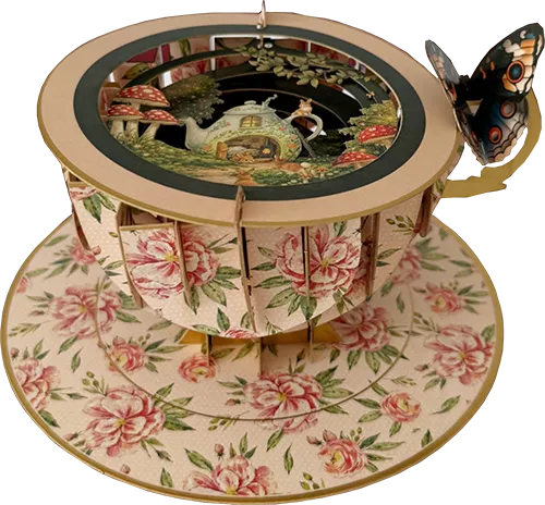 3D Teacup Butterfly Teapot Greeting Card 