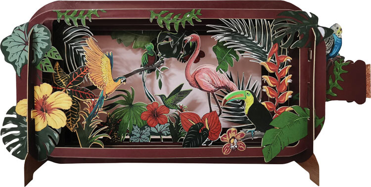 3D Tropical Flamingo Popup Greeting Card 