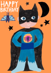 Bat Man Birthday Card 