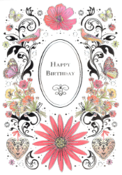 Birds Blooms Birthday Card 