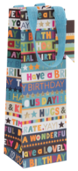 Blue Stripe Bottle Gift Bag 