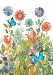 Butterflies and Flowers Blank Card 