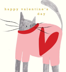 Cat Sweater Valentines Day Greeting Card 