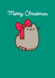 Christmas Bow Pusheen Christmas Card 