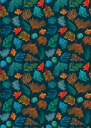 sea coral navy wrapping paper