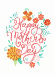 Coral Text Quill Mothers Day Greeting Card 