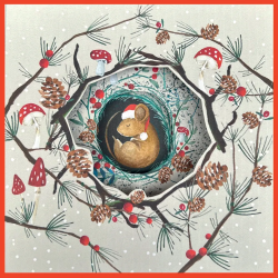 Cosy Mouse Trifold Christmas Card 