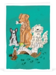 Dogs Quill Blank Card 