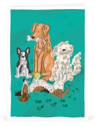 Dogs Quill Blank Card 