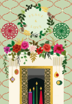 Fireplace Christmas Card 