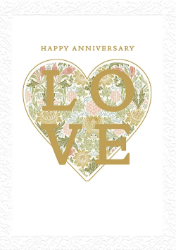 Floral Heart Anniversary Greeting Card 