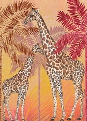 Giraffe Sunset Blank Card 