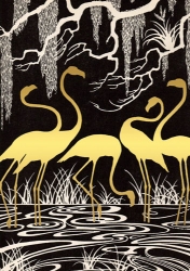 Gold Flamingos Blank Card 