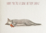 Grey Cat Feline Better Get Well Card 