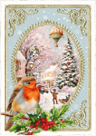 Happy Holidays Bird Christmas Postcard 