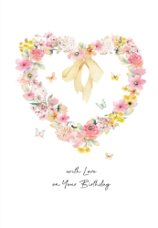 Heart Flowers Birthday Card 