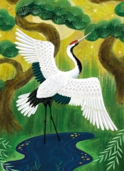 Japanese Crane Blank Greeting Card 