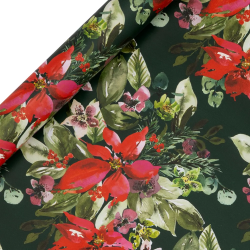 Poinsettia Green Roll Wrap 