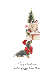 Santa and Pups Christmas Card 