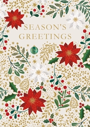 Seasons Greetings Poinsettia Greeting Card