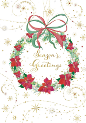 Seasons Greetings Wreath Christmas Card 
