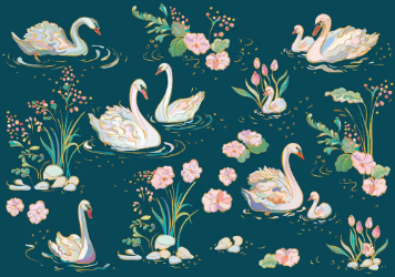 Swans Lake Valentines Day Greeting Card 