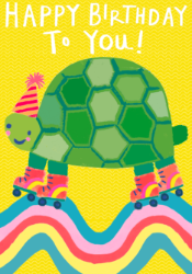 Turtle Skate Birthday Card 