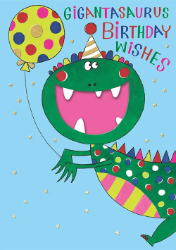 Window Dinosaur Birthday Greeting Card 