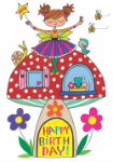 Window Mushroom Birthday Greeting Card 