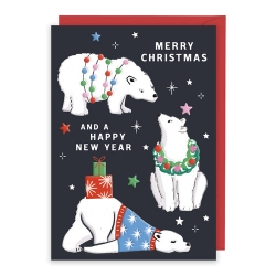 Xmas Polar Bears Greeting Card 