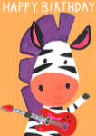 Zebra Rockstar Birthday Card 
